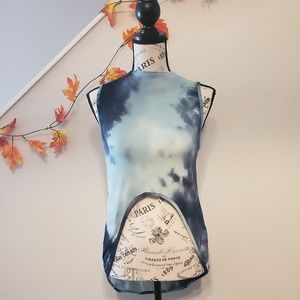 Blue Tie Dye High-Low Crop Top